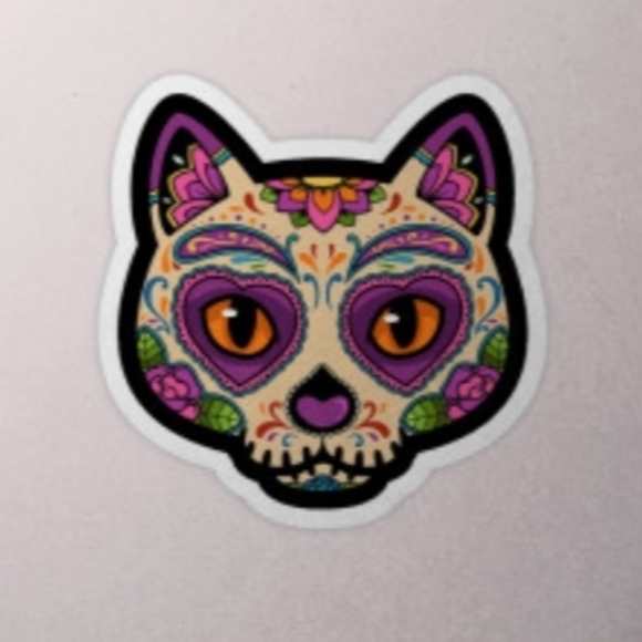 MEOW 🐱  Cat Sugar Skull Earrings - Picture 3 of 5